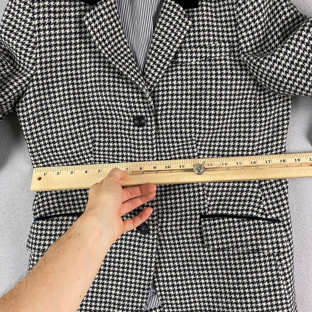 Brooks Brothers Womens blazer 10 houndstooth Wool Black White Moon England - Picture 14 of 16